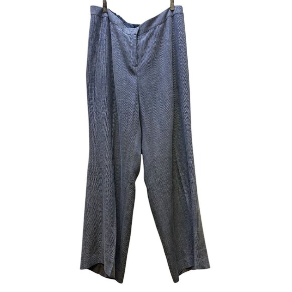 NWT Lafayette 148 New York Blue Wool-Linen Blend Pants 18W - Picture 1 of 5
